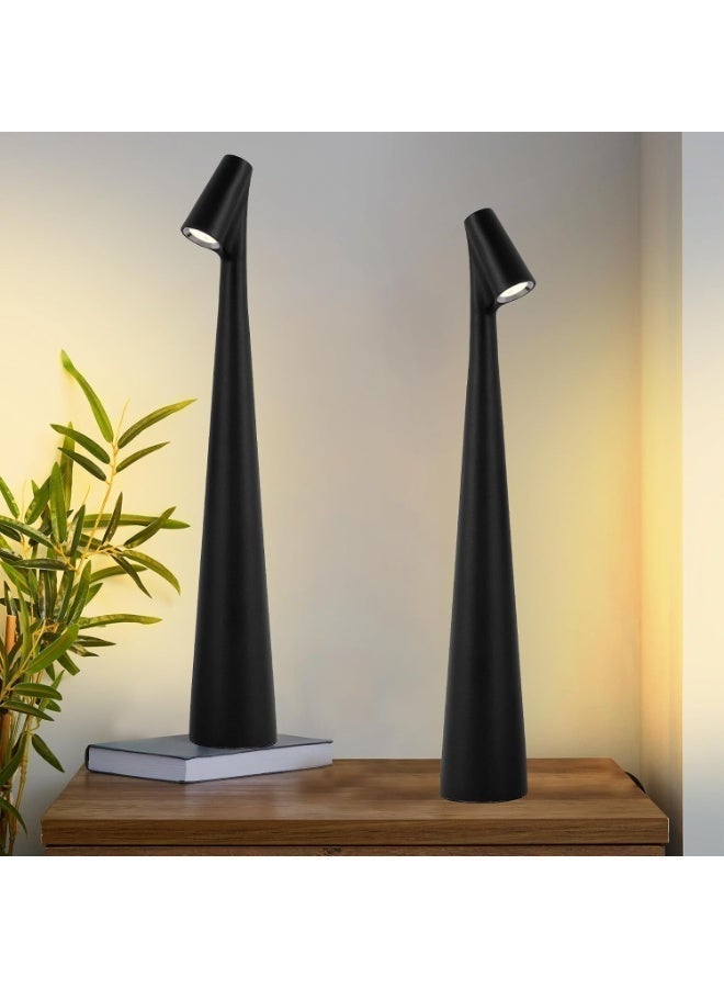 مصباح مكتب LED محمول مع مستشعر لمس، بثلاثة مستويات سطوع، مصباح قابل لإعادة الشحن بثلاثة ألوان وتحكم باللمس، ضوء ليلي، مصباح جانبي للسرير، إضاءة لغرفة الطعام – لون أسود - Image 1